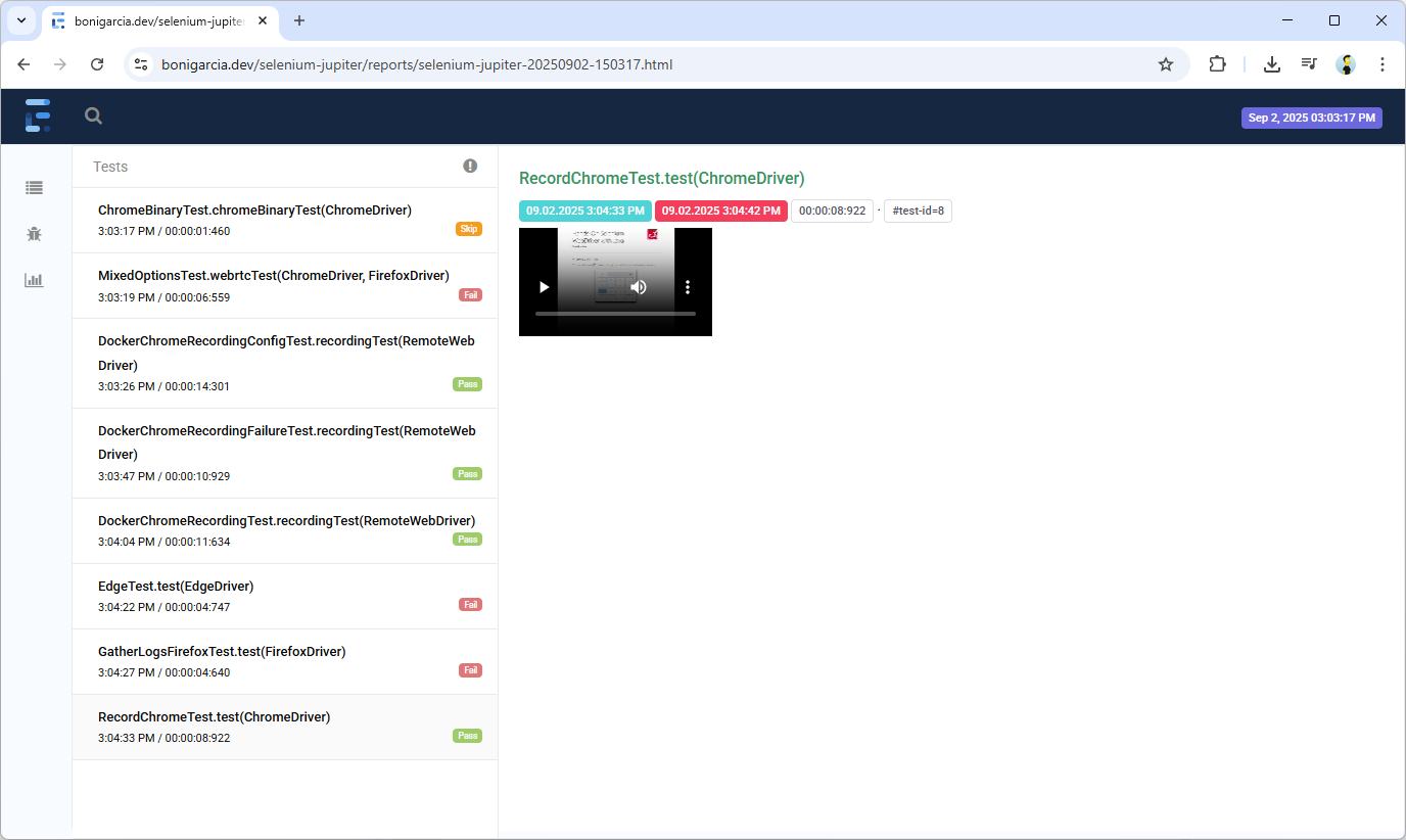 selenium jupiter report example 1